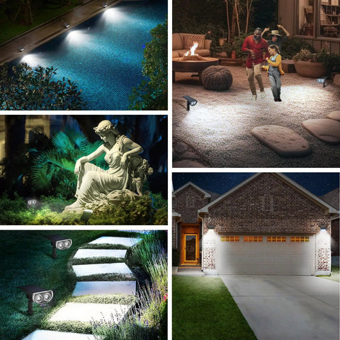 Outdoor Solar Spotlight Kit 6 Pack, 200 Lumen Daylight White LED Landscape Lights, IP65 Waterproof illuminating garden features