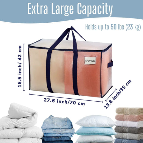 Heavy Duty Moving Bags Set Hassle Free Extra Large Storage Bags With Reinforced Handles And Strong Zippers Foldable And Reusable