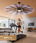 72 Inch Farmhouse Ceiling Fan With Light, Industrial Dual Finish Black And Walnut Blades in modern living room