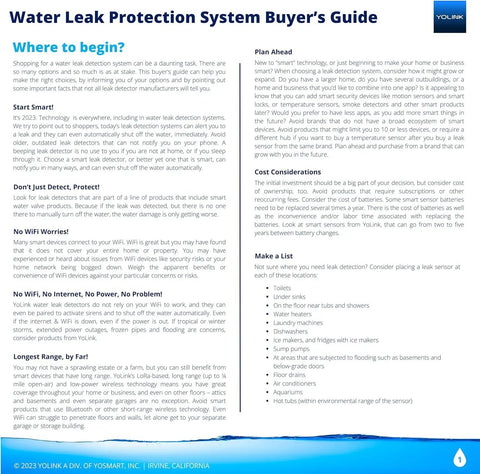 Smart Home Starter Kit With Hub And Three Water Leak Sensors buyer's guide text page