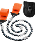 Pocket Chainsaw For Survival With Bag Stainless Steel 25 Inch Folding Tree Saw With Bi Directional Teeth in black pouch