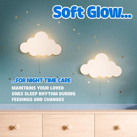 Floating Cloud Wall Lamp For Baby Nursery And Kids Room Battery Operated Cordless Night Light That Hangs Kid Approved With Easy Install Soft Glow Cloud Lamp For Bedroom Decor