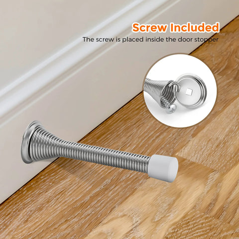 Ravinte satin-nickel door stopper with spring and rubber bumper; 12-pack