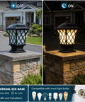 Outdoor Column Light With IP54 Waterproof Rating Glass Shaded Aluminum Post Lamp For Villa Garden Park Lighting Black Pillar Light 18.9 Inch Tall E26 Base Built To Last Industrial Style Post Fixture on stone pillar lit and unlit