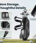 8 Piece Golf Club Set For Men With Stand Bag Driver Hybrid 5 7 9 Pitching Wedge Putter Right Handed Black displayed with storage features.