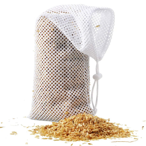 Three Pack Finch Sock Feeders Budget Friendly With Thistle Seed Bags For Outdoors And Garden, Easy Hanging Seed Bag Feeders For Wild Birds, White, 4.7 By 11 Inches