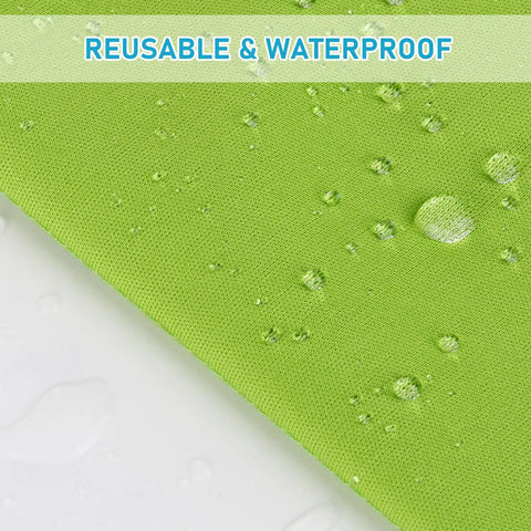 Cloth Diaper Wet And Dry Bags 2 Pack With Dual Zippered Pockets Waterproof detail of green fabric with water droplets