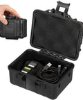 Hella Sturdy Portable Plastic Toolbox With Foam Padding For Small Parts Organization And Hardware Storage Slick Handheld Tool Case For Everyday Pros, opened with small parts inside.