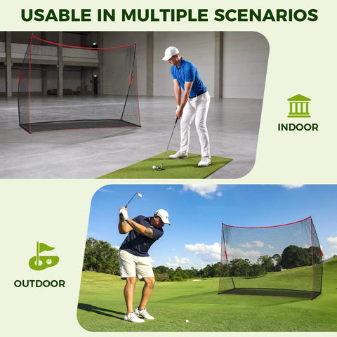 10x7 Ft Golf Practice Net For Backyard And Indoor Use Red Heavy Duty Net With Large Hitting Area Easy Setup Stable Stakes