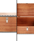 Open and closed views of wooden chest with 24 pack stainless steel spring toggle locks with clasp buckle latches, heavy duty secure snap closure.