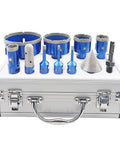 Diamond Core Drill Bit Set For Porcelain Tile Ceramic Marble Granite, 6/6/8/25/35/50/75/100mm on carrying case