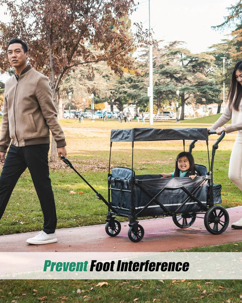 Handlebar Extension For Wonderfold Wagon W4 Stroller Accessory Extend Handle For Enhanced Comfort being used in a park setting