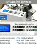 Heavy Duty Automatic Flexible Conduit And Heat Shrink Tube Cutter For Efficient Desktop Cable Processing with control panel and display.