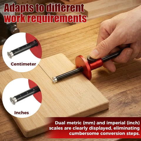 Heavy Hitter Wheel Marking Gauge For Woodworking Projects Featuring Hella Accurate Micro Adjustable Dovetail Mortise Layout Crafted From Rust Resistant Aluminum Alloy With Convenient Dual Measurement Scales