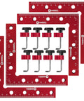 Set of 90 Degree Positioning Square Right Angle Clamps for Woodworking, 5.5 x 5.5 inches, red aluminum alloy. Includes clamps and rulers.