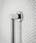 Stainless Steel 36 Inch Bathroom Grab Bar In Chrome Built Tough Heavy Duty Wall Mount Safety Rail for bathrooms, close-up of mount detail.