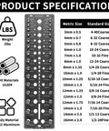 51 In 1 Bolt Size Finder And Thread Checker With 32 Metric And 32 SAE Gauges, 19 Drill Bit Check Holes, CNC Machined Aluminum Screw Size Chart