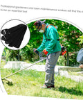 Gardener using trimmer with Eight Pack Lawn Aerator Shoes With Adjustable Straps Turf Spike Laces for outdoor aeration