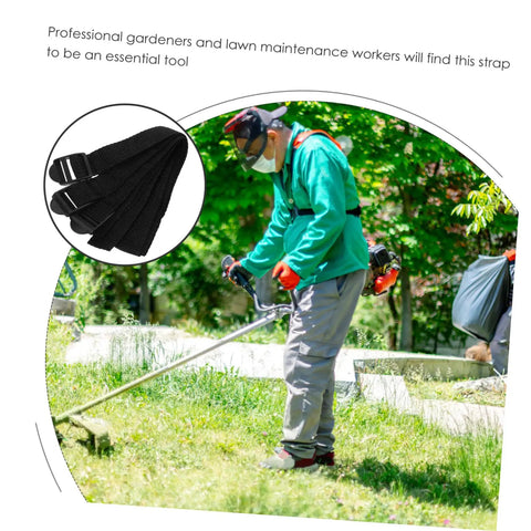 Gardener using trimmer with Eight Pack Lawn Aerator Shoes With Adjustable Straps Turf Spike Laces for outdoor aeration