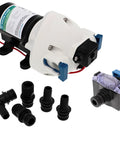 Rugged 12V RV Water Pump With Self Priming, 3 GPM, 50 PSI, 3 Chamber Design, Quiet Operation, Corrosion Resistant, Auto Shut Off