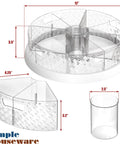 12 Inch Lazy Susan Turntable with removable bins and dividers, transparent design, includes dimensions and diagram view