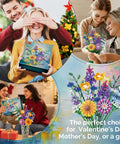 Sunflower 1183-Piece Building Blocks Set For Adults Flower Garden Kit For Home Decor And Mindful Crafting, Perfect Gift For Valentines Day And Mothers Day, Brick Compatible With Most Brick Systems. Adults building colorful flower bouquet in vase