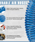 Semi Truck Air Brake Hose Coil Set With 1/2 In NPT DOT Fittings Red And Blue Leads Glad Hands Grips And Rubber Seals 15 Ft Plus 40 In Tractor Leads Pigtail Airline Kit For Rig Durable Value Pack features high-quality nylon construction and color stability.