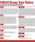 Front view of 279834 dryer gas valve ignition solenoid coil kit compatibility chart with Whirlpool, Maytag, KitchenAid