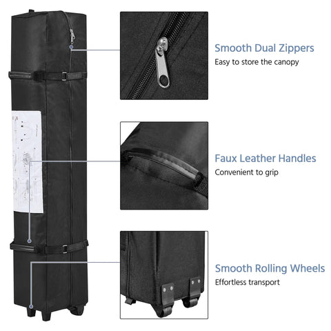 10x10 Pop Up Canopy No Fuss Easy Setup Tent For Backyard Parties And Outdoor Events with carry bag, zippers, wheels