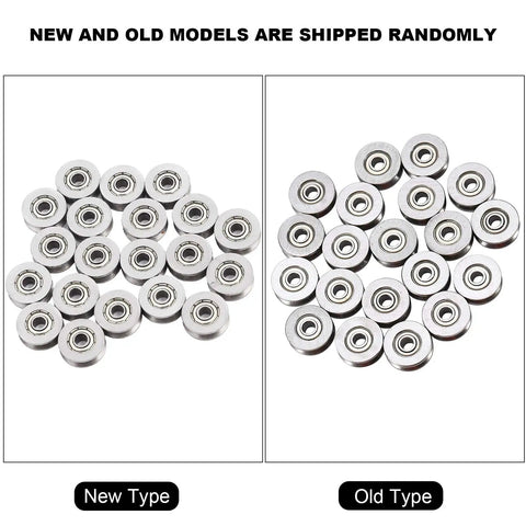 Comparison of new and old V Groove Bearing Pulleys 3x12x4mm For Rail Track Linear Motion System, Small Fixed Pulleys Pack