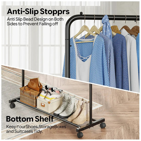 Heavy Duty Portable Garment Rack With Rust Proof Steel Construction, Freestanding Clothes Rail For Hanging Drip And Streetwear, Space Saving Apparel Stand That Keeps Your Fit Stack Organized