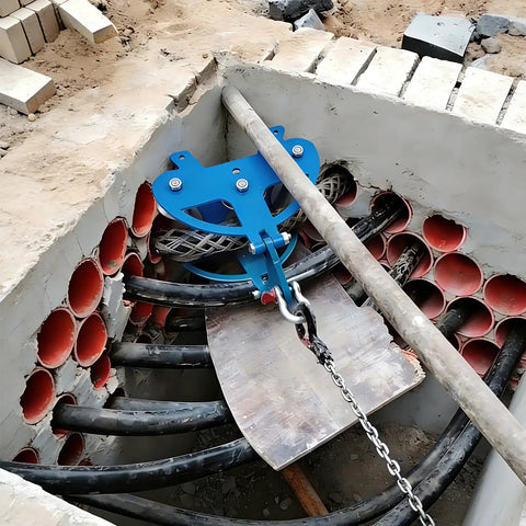Heavy Duty Cable Puller Sheave For Smooth Wire And Cable Feeding, Industrial Steel Cable Pulley With 3 Solid Wheels