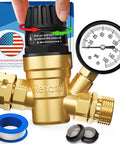 Renator RV water pressure regulator with gauge, brass lead-free body, adjustable with filter kit