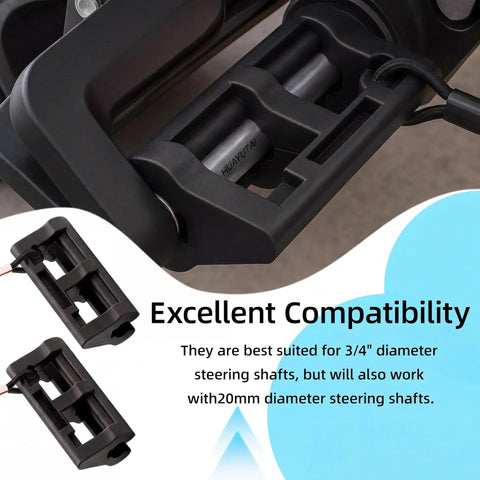 Two Sets Of 4-Inch Black Hydraulic Outboard Steering Locks For Trailering And Transport - Easy Install, Keep Your Boat From Swingin, Secure During Towing, Durable Clamp On Steering Cylinder Rod Locks