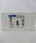 Box of Br Series 1 Pole Arc Fault Breaker 15 Amp Electrical Circuit Breaker Black 3 By 3 By 2 Inch displayed on a table.
