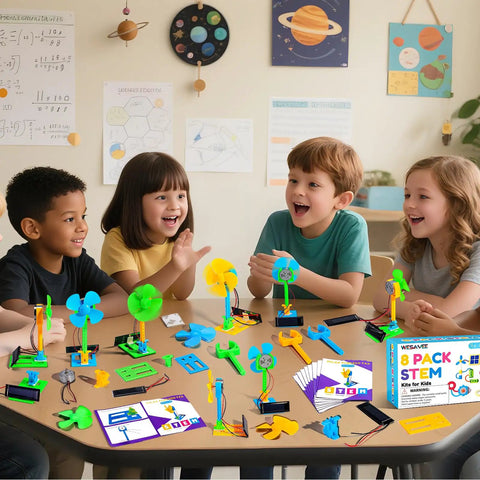 Children building Bulk Solar Powered STEM Kits Eight Pack Of Solar Powered Fans For Kids Science Projects Ages Eight To Thirteen