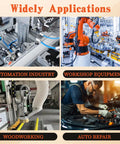 Wide applications of 70-Piece Quarter Inch Quick Connect Air Fittings Kit in automation, workshop equipment, woodworking, and auto repair.