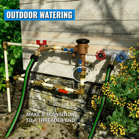 Example of outdoor use for Three Quarter Inch Male Adapter MNPT Push To Connect Plumbing Fitting For PEX Copper CPVC PE RT Pipes
