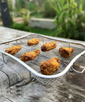 Stainless Steel Air Fryer Basket Set For Oven With Nonstick Mesh Rack 360 Degree Air Flow Roasting Tray with chicken wings