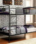 Twin Over Twin Metal Bunk Bed With Attached Ladder Full Pipe Frame Upper Guard Rails Antique Black Finish Built Tough