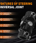 5/8-36 Spline To 3/4 In Double D Universal Joint Shaft 83mm Long Black Finish, 4000 RPM Max, 35 Degree Working Angle, Ideal For Grinding Machines, Automotive Parts, Levelers, Parking Lifts And More.