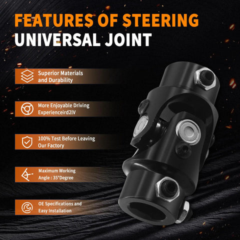 5/8-36 Spline To 3/4 In Double D Universal Joint Shaft 83mm Long Black Finish, 4000 RPM Max, 35 Degree Working Angle, Ideal For Grinding Machines, Automotive Parts, Levelers, Parking Lifts And More.