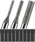 Diamond drill bit set, 10 pcs (1mm(4), 2mm(3), 3mm(3)) with 1/8 in shank in a case