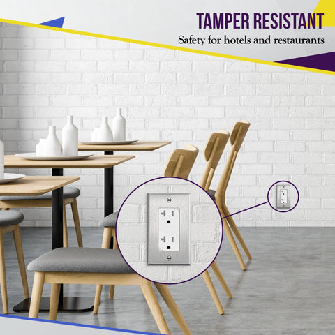 Industrial Grade Decorator Outlet 20A 125V Tamper-Resistant Duplex Receptacle Self Grounding 5-20R 2-Pole 3-Wire Grounding UL Listed