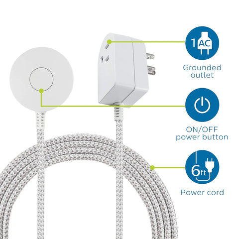 Grounded Plug With Braided Cord, Six Foot Power Cable With On And Off Switch, Perfect For Tabletop Or Wall Mount, Great For Lamps