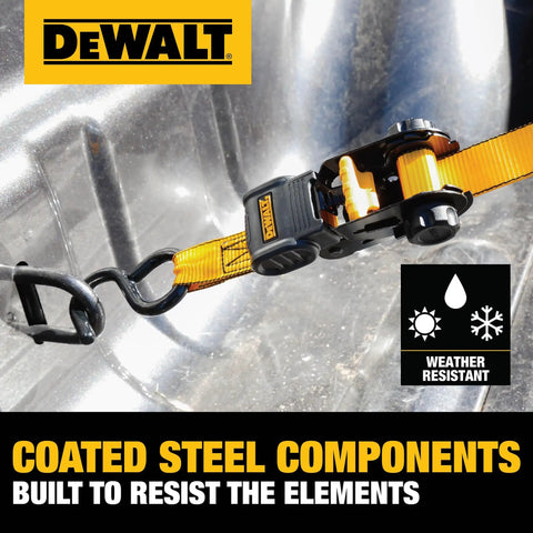 Tough As Nails Ratchet Tie Down Straps One Inch By Ten Feet 1500 Lbs Capacity Six Pack with weather-resistant coating.