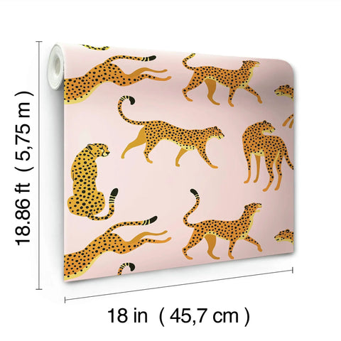Pink And Orange Cheetah Peel And Stick Wallpaper Roll No Mess Easy To Install Eighteen Inches Wide And Eighteen Point Eight Six Feet Long 100 Percent Removable With No Sticky Residue Renters Friendly Decorative Wall Covering For Accent Walls
