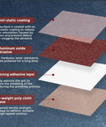 Layers of Premium 2 X 48 Inch Sanding Belts 80 Grit Aluminum Oxide Abrasive Paper, showcasing anti-static coating and adhesive layer.