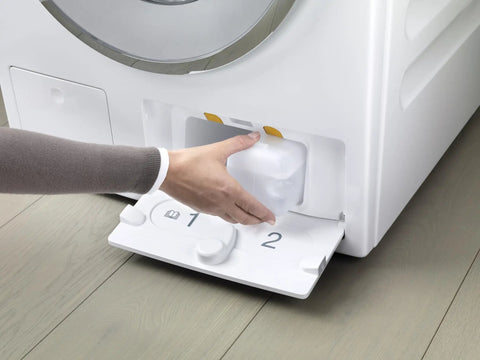 TwinDos Care Cleaning Agent For W1 Washing Machines Rinse TwinDos Dispenser Remove Deposits Keeps Auto Dispensing System Running Smooth Hygienic Results 1.4 L, hand inserting bottle