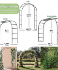 Sturdy 7.3 Foot Garden Arch Built From Heavy Duty Metal With 16mm Tubes And Thick Wall Outdoor Trellis in 3 configurations